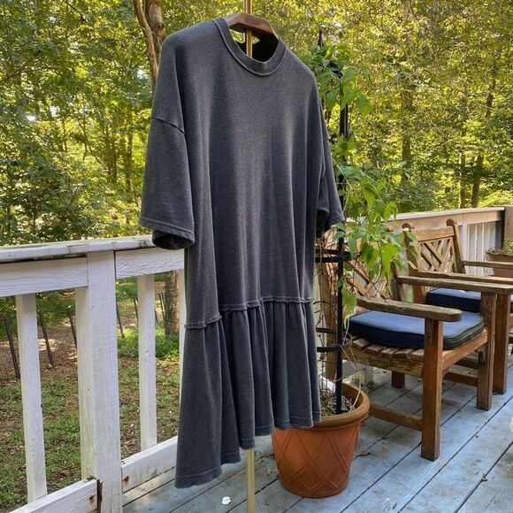 American Eagle Grey Drop Waist Knee Length Dress - Picture 3 of 7